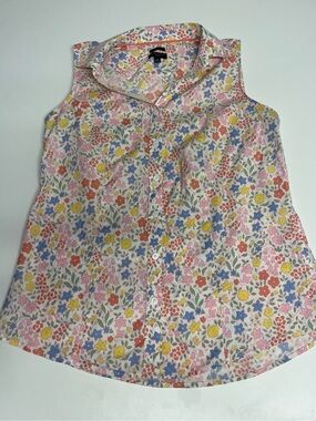 Talbots Sleeveless Floral Button-Front Blouse - Pink, Yellow, Blue, Coral